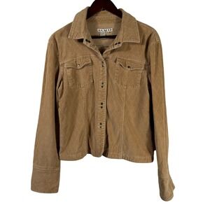 Vtg A.M.I. Corduroy Jacket Tan Brown Snap Front Diamond Stitching Women's Medium